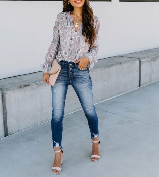 GREY-FLORAL BLOUSE