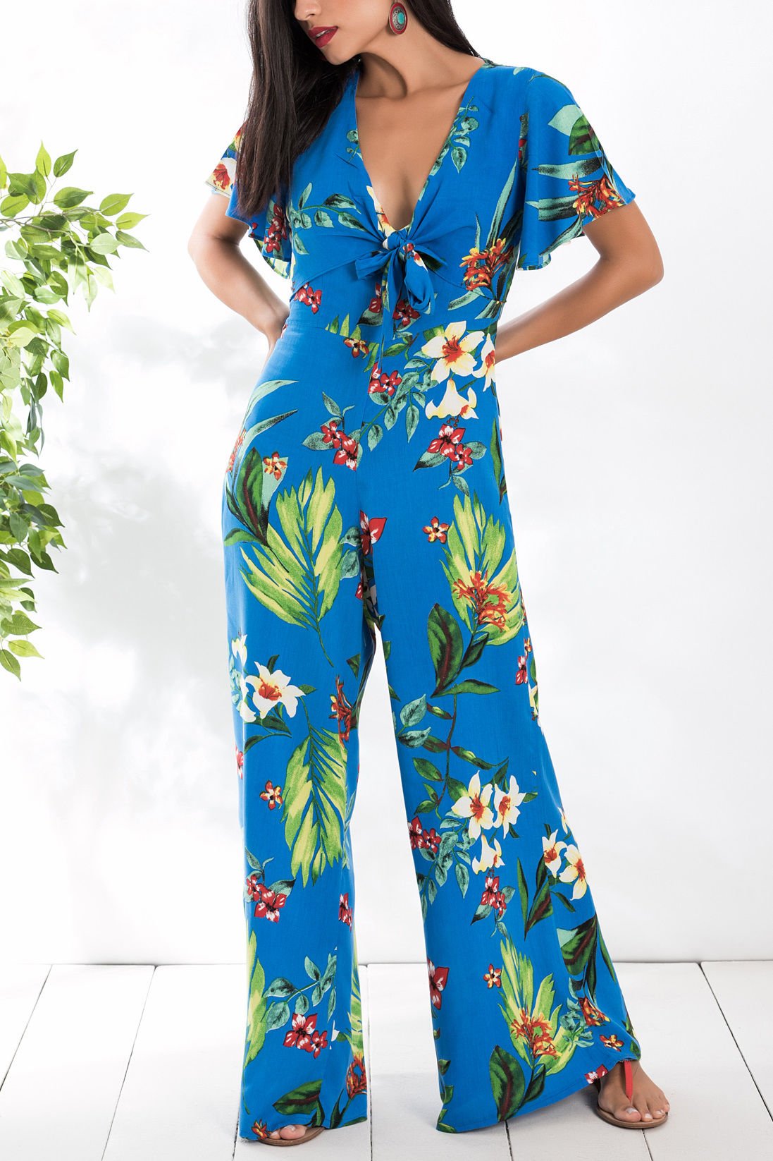 BLUE-FLORAL JUMPSUIT