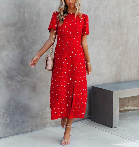 Kleid Koralle-Blumen Nd25351