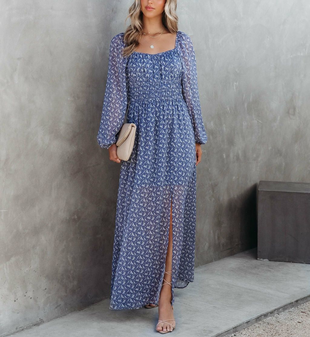 Dress Blue-Floral Nd25355