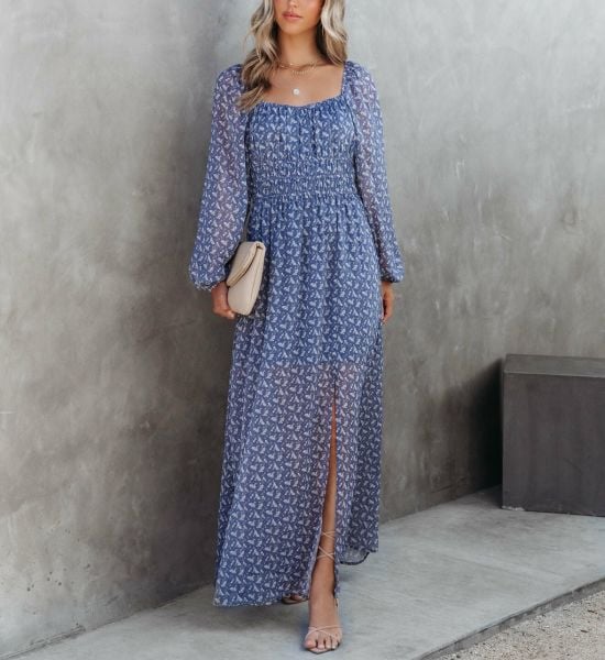 Dress Blue-Floral Nd25355