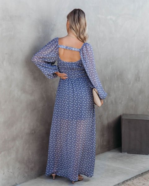 Dress Blue-Floral Nd25355