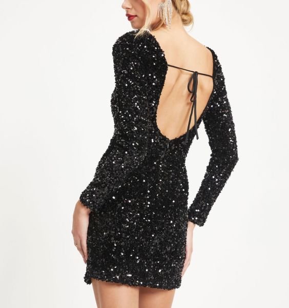 BLACK-SEQUINED DRESS