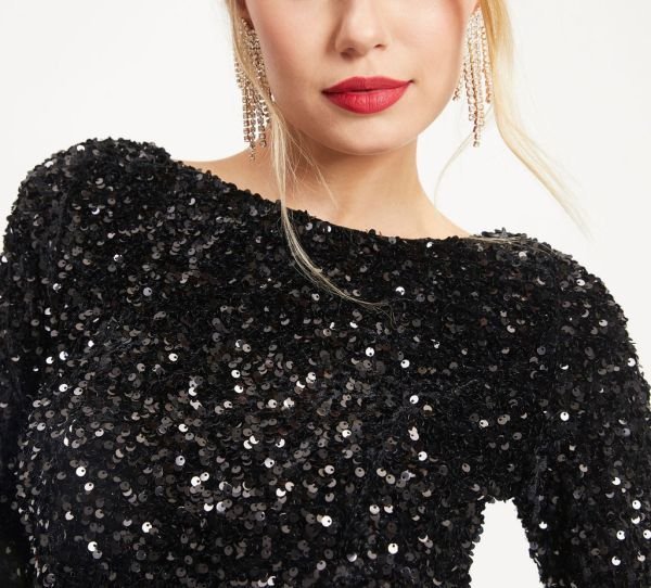 BLACK-SEQUINED DRESS