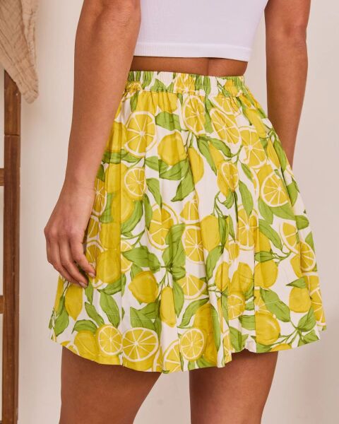 YELLOW-LEMON-PRINTED SKIRT
