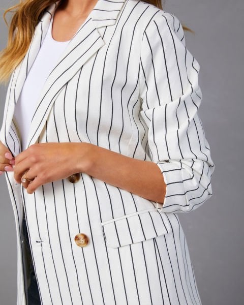WHITE-GREY-BLAZER JACKET