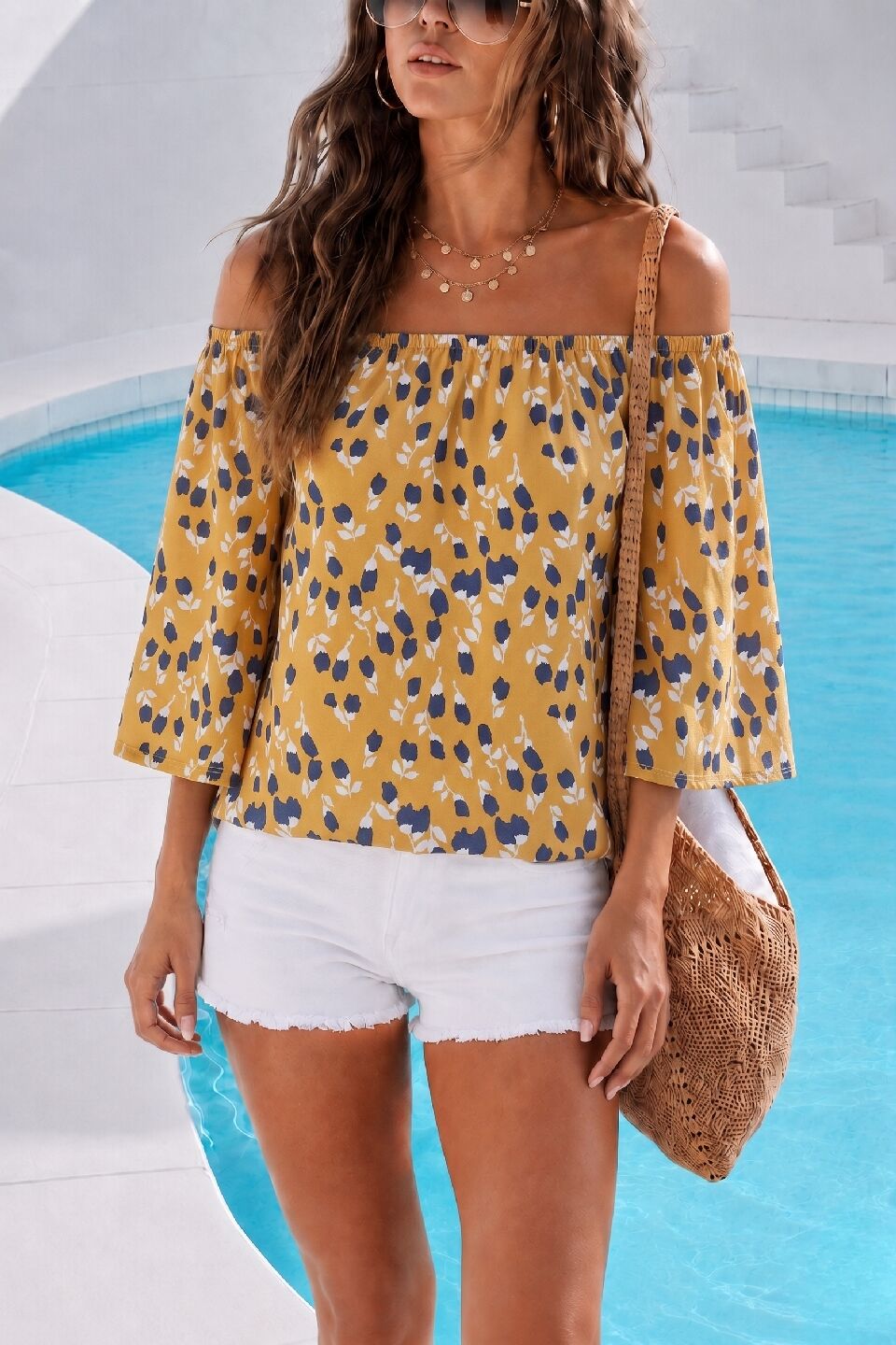 MUSTARD-FLORAL BLOUSE