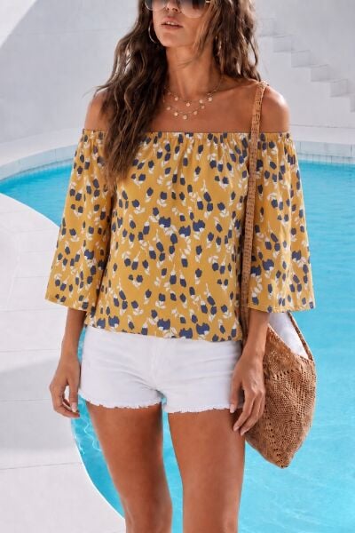 MUSTARD-FLORAL BLOUSE