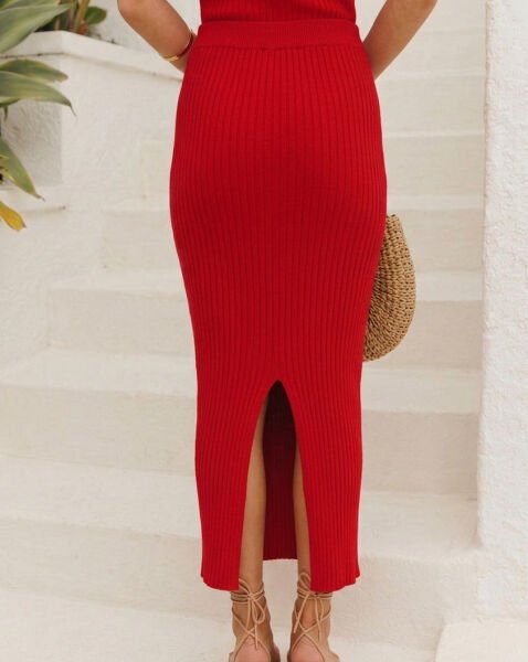 RED SKIRT-VEST-TOP-SET