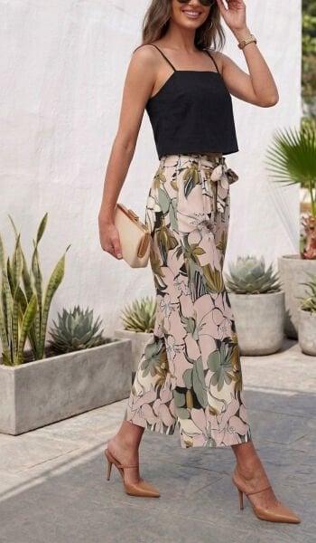ECRU-PINK-FLORAL PANTS
