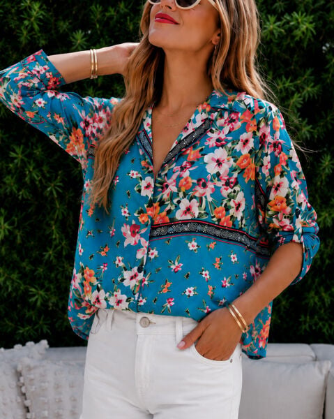 BLUE-FLORAL SHIRT