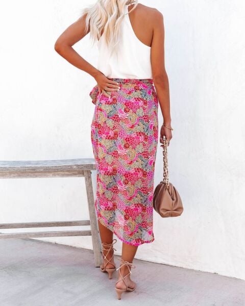 PINK-FLORAL SKIRT