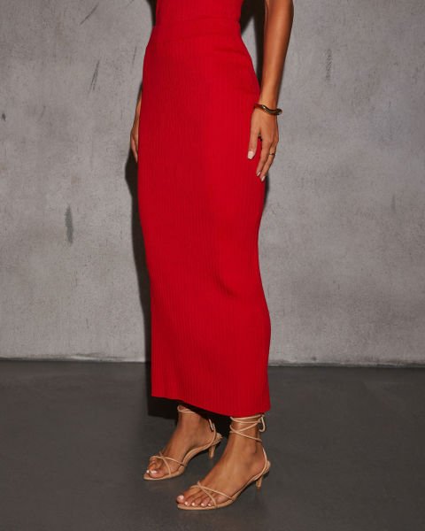 RED SKIRT-VEST-TOP-SET