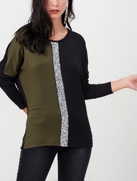 BLACK-KHAKI-BLOUSE
