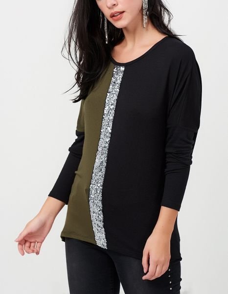BLACK-KHAKI-BLOUSE