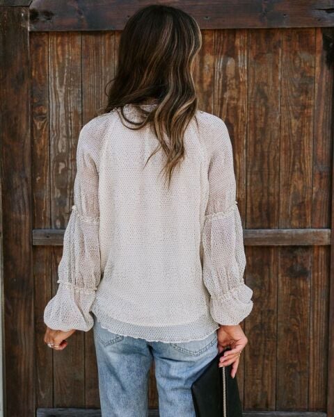 ECRU-BLACK-POLKA-DOT BLOUSE