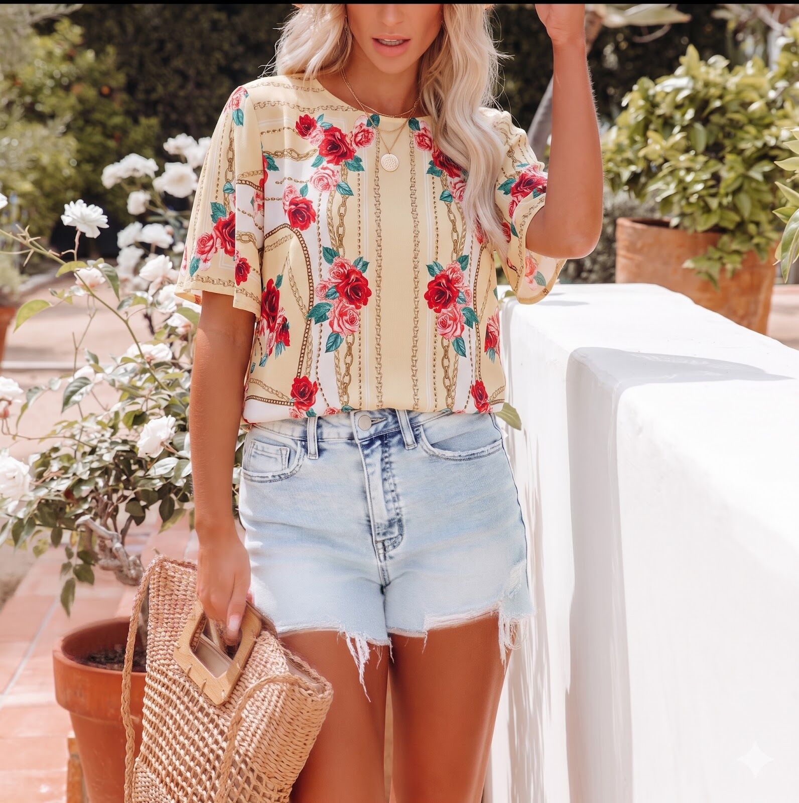 YELLOW-FLORAL BLOUSE