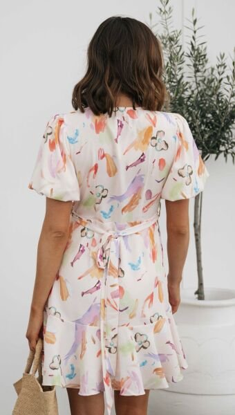 ECRU-FLORAL DRESS M - ECRU-FLORAL