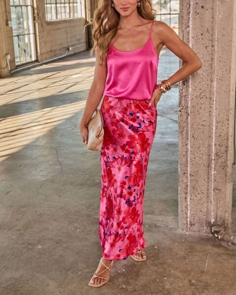 PINK-FLORAL SKIRT