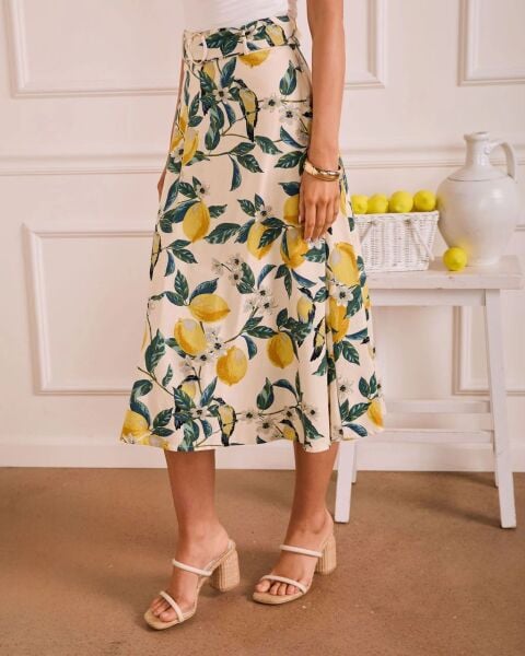 YELLOW-LEMON-PRINTED SKIRT