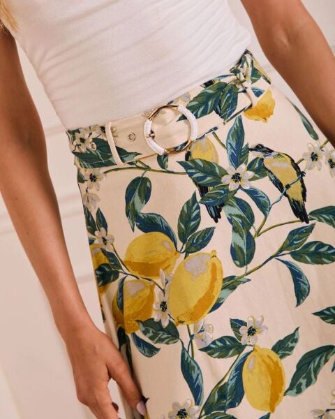 YELLOW-LEMON-PRINTED SKIRT