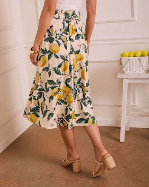 YELLOW-LEMON-PRINTED SKIRT