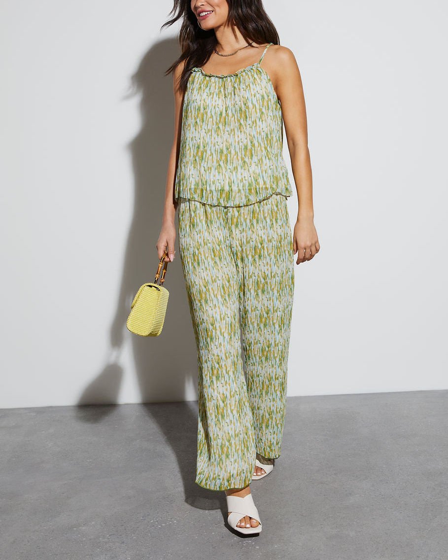 GREEN-FLORAL BLUZ VE PANTOLON İKİLİ TAKIM