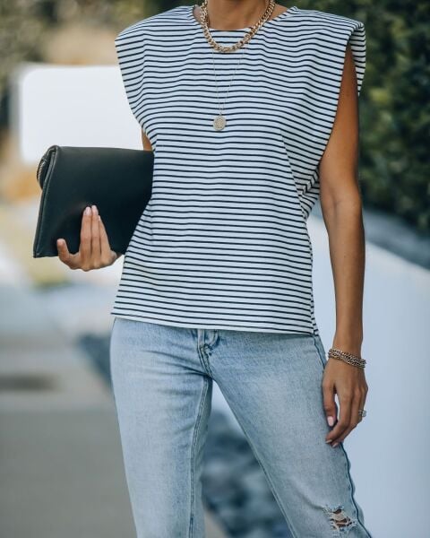 ECRU-STRIPED BLOUSE