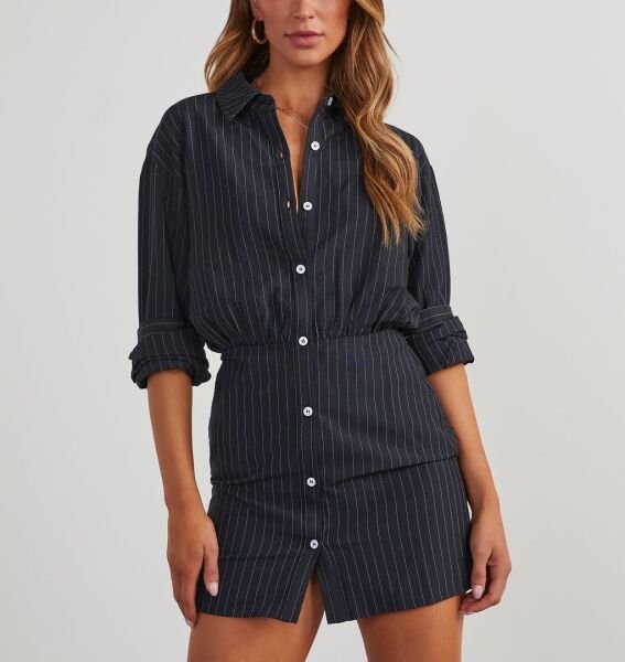 NAVY-WHITE-STRIPED DRESS