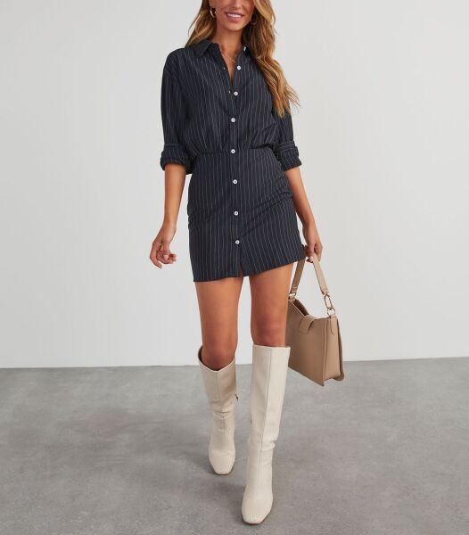 NAVY-WHITE-STRIPED DRESS