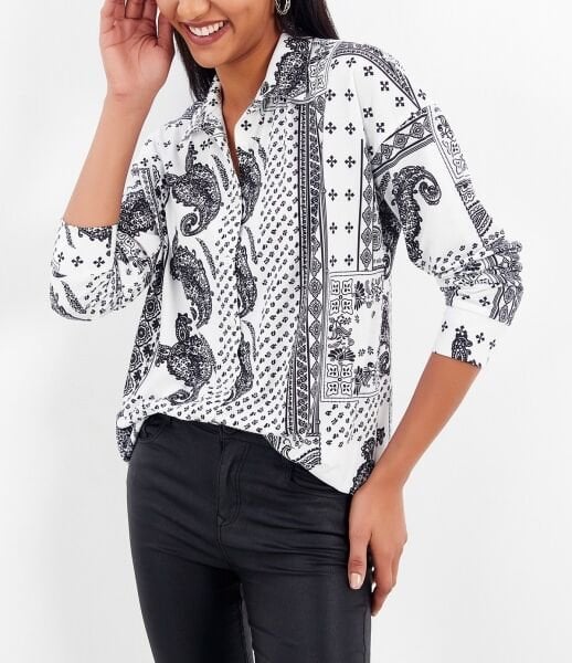 ECRU-BLACK-PATTERNED SHIRT