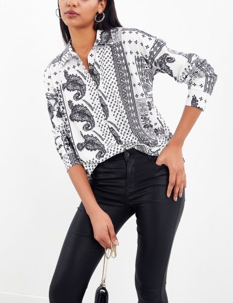 ECRU-BLACK-PATTERNED SHIRT