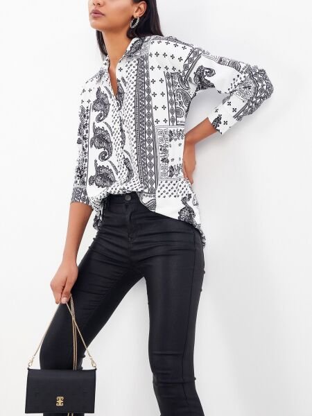 ECRU-BLACK-PATTERNED SHIRT