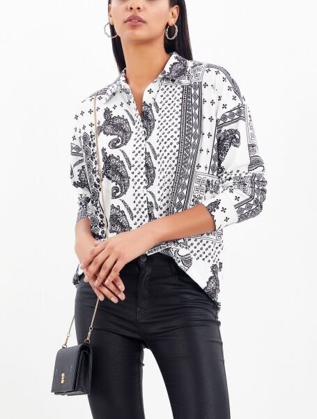 ECRU-BLACK-PATTERNED SHIRT