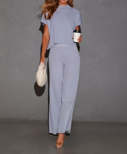 HEATHER-GREY BLOUSE AND PANTS SET