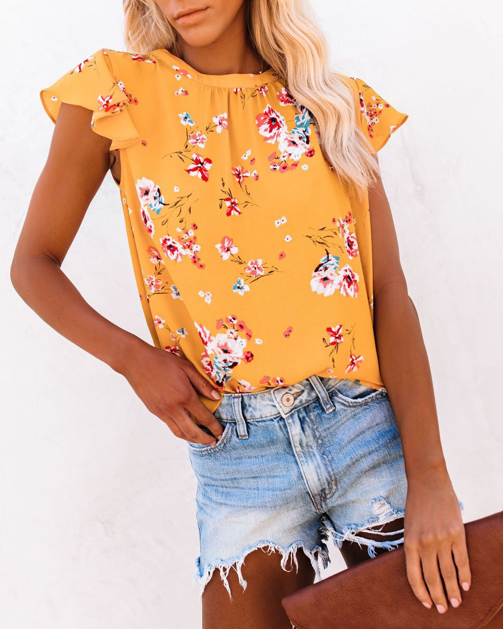 YELLOW-FLORAL BLOUSE