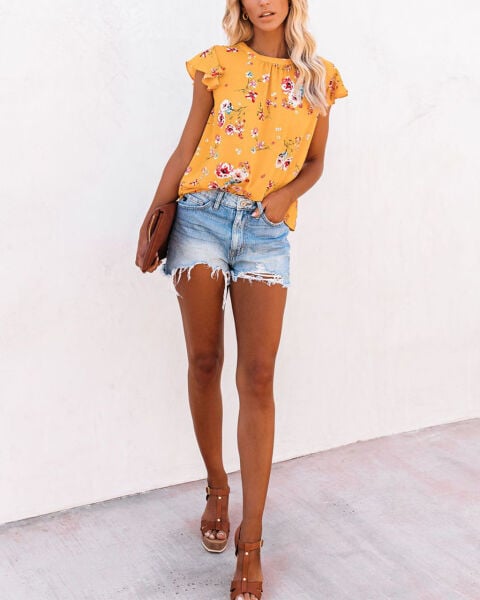 YELLOW-FLORAL BLOUSE