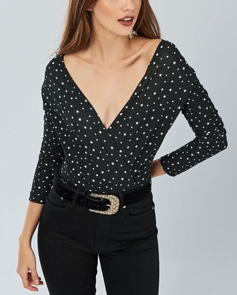BLACK-STAR-PRINT BLOUSE