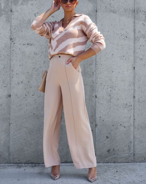 LATTE-ECRU-PRINTED SWEATER