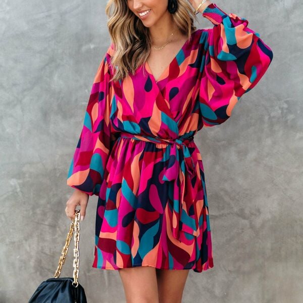 PINK-PRINTED DRESS