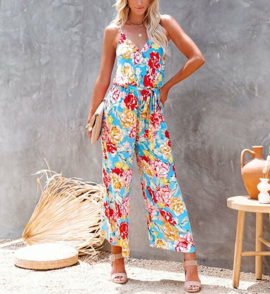 BLUE-FLORAL JUMPSUIT