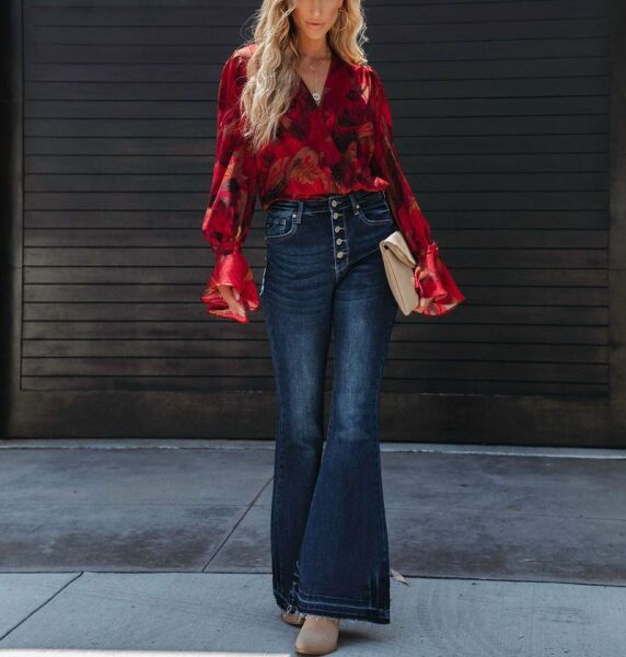 RED-BLACK-FLORAL BLOUSE