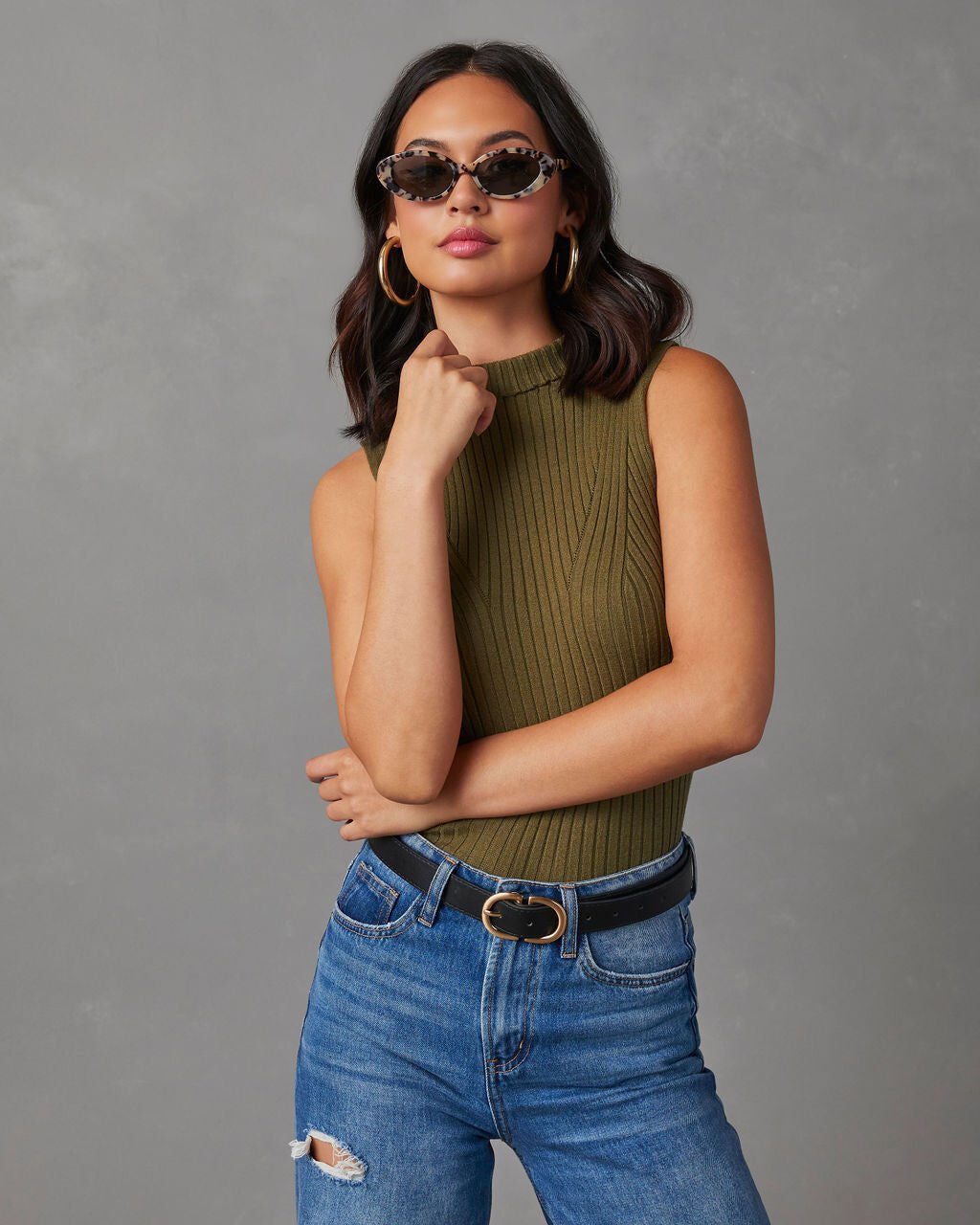 OLIVE VEST TOP
