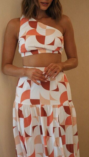 ECRU-TILE-PRINTED VEST-TOP