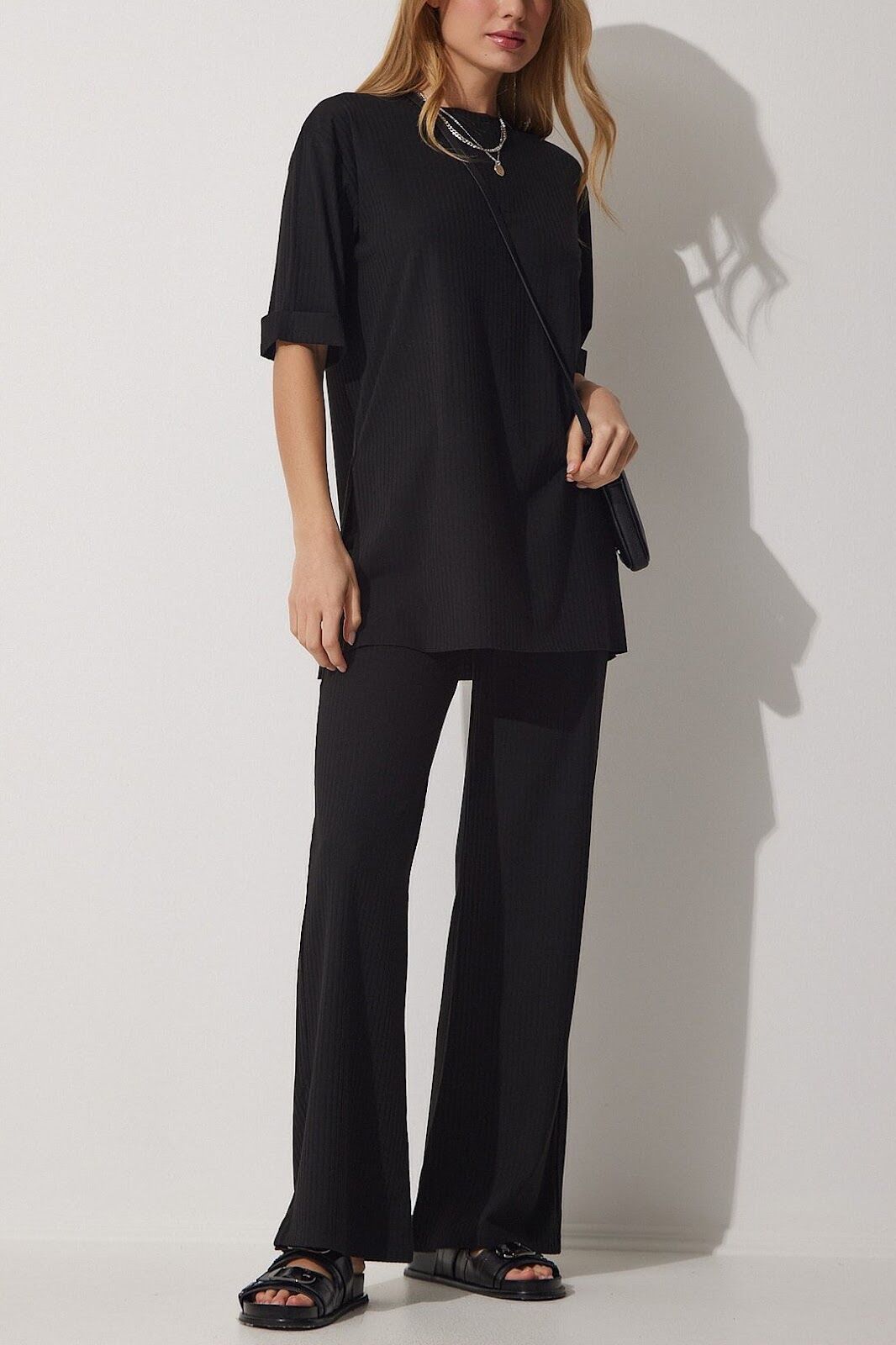 BLACK TOP-PANTS-SET M - BLACK
