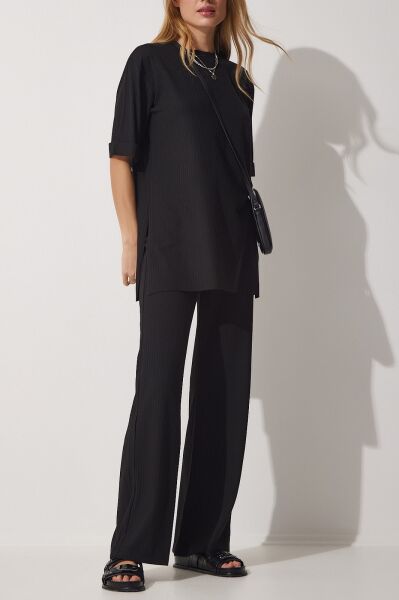 BLACK TOP-PANTS-SET M - BLACK