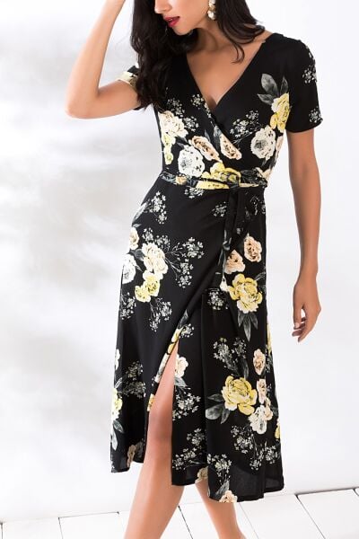 BLACK-FLORAL DRESS