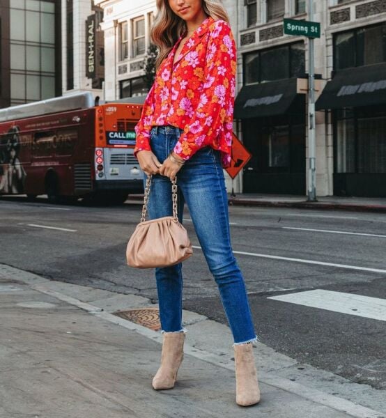 CORAL-FLORAL SHIRT