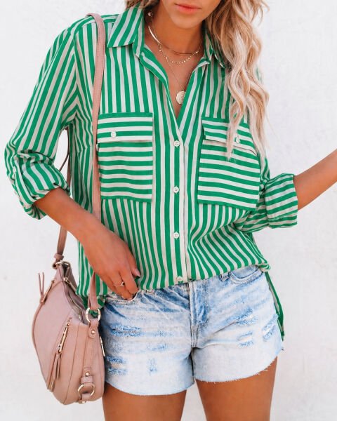 GREEN-STRIPED SHIRT