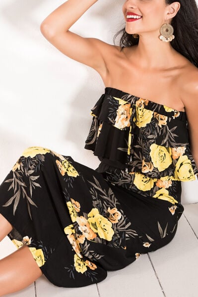 BLACK-YELLOW-FLORAL DRESS